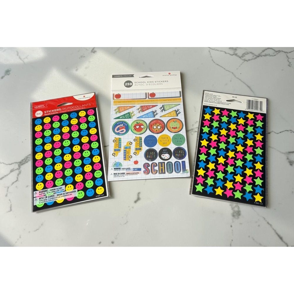 Teacher Education Sticker Set New School Smiley Star Neon